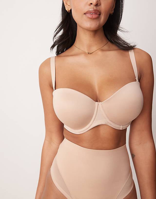 asos ASOS DESIGN Fuller Bust moulded multiway strapless bra in beige