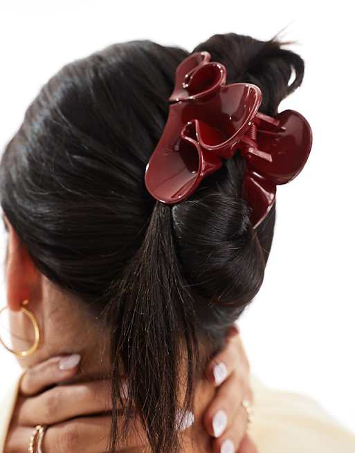 asos ASOS DESIGN hair claw with heart design in red