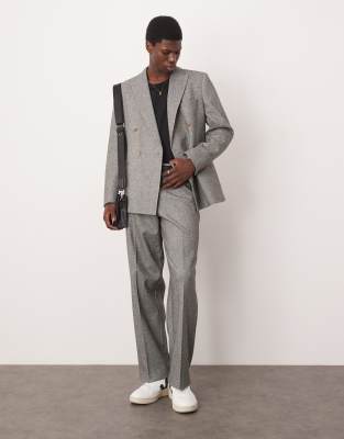 Asos ASOS DESIGN Heavy Weight Double Breasted Slim Suit In Grey