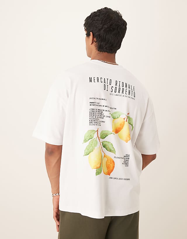 Asos ASOS DESIGN Heavyweight 240g Oversized T-shirt With Lemon Print In White