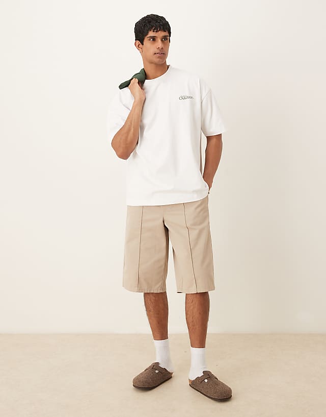Asos ASOS DESIGN Heavyweight 240g Oversized T-shirt With Outdoors Print In White