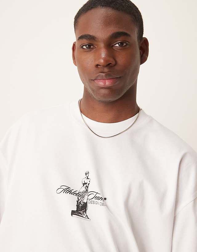 Asos ASOS DESIGN Heavyweight Boxy Oversized T-shirt With Front And Back Graphic In White