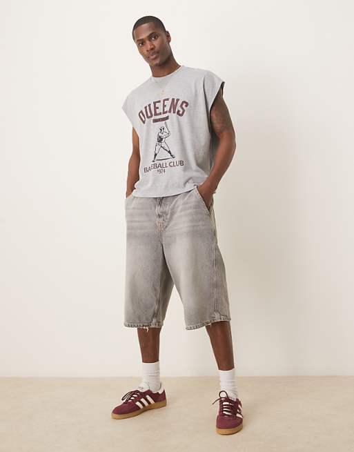 Asos ASOS DESIGN Heavyweight Boxy Oversized Vest 240g In Grey