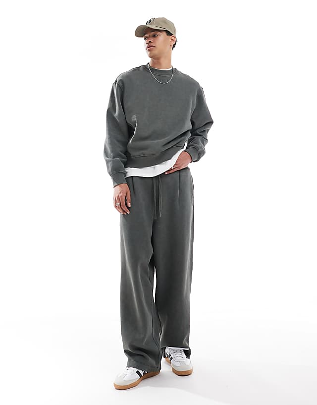 asos ASOS DESIGN heavyweight co-ord jogger in washed khaki
