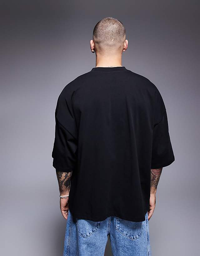 Asos ASOS DESIGN Heavyweight Extreme Oversized Half Sleeve T-shirt In Black