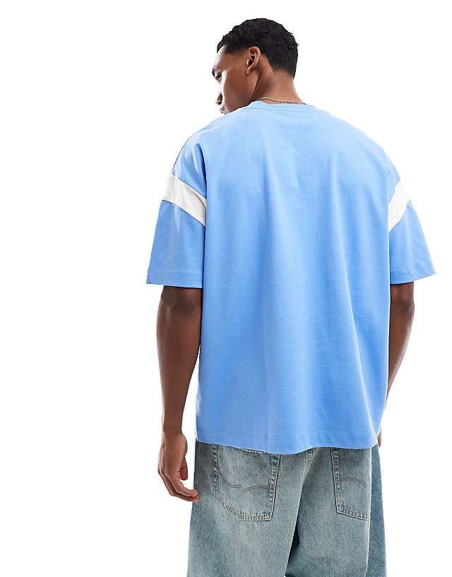 Asos ASOS DESIGN Heavyweight Oversized Boxy Contrast Panel T-shirt In Blue