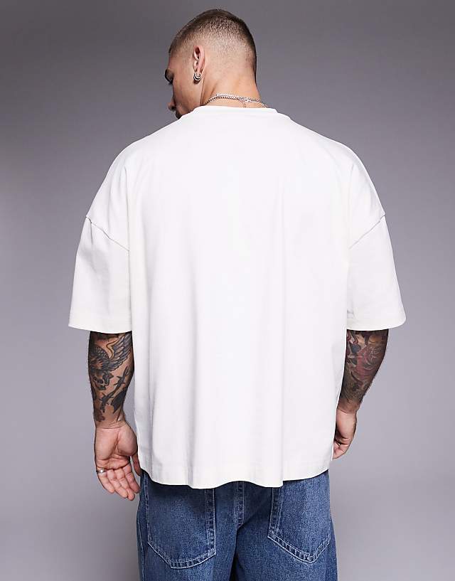 Asos ASOS DESIGN Heavyweight Oversized Boxy Drop Shoulder T-shirt In Cream