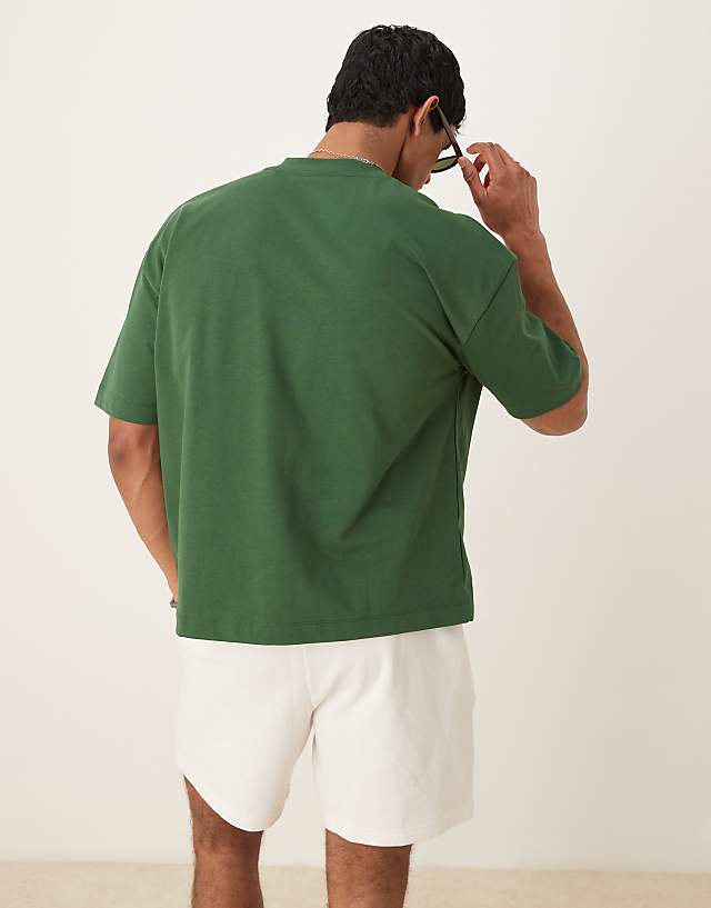 Asos ASOS DESIGN Heavyweight Oversized Boxy Drop Shoulder T-shirt In Green