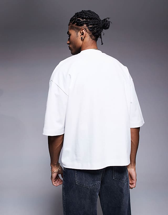 Asos ASOS DESIGN Heavyweight Oversized Boxy Half Sleeve T-shirt In White