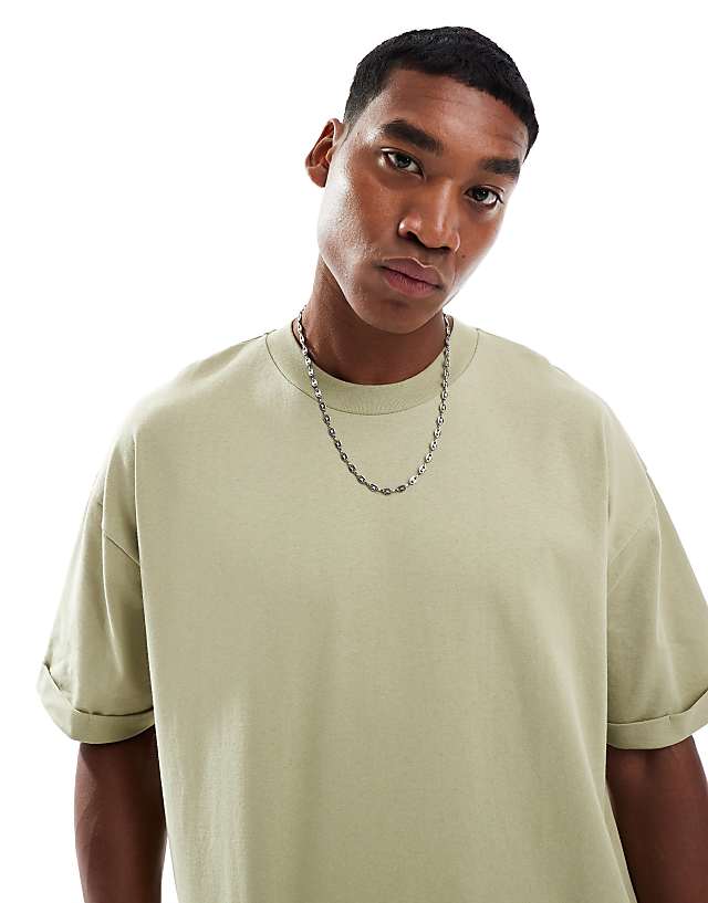 Asos ASOS DESIGN Heavyweight Oversized Boxy T-shirt In Khaki