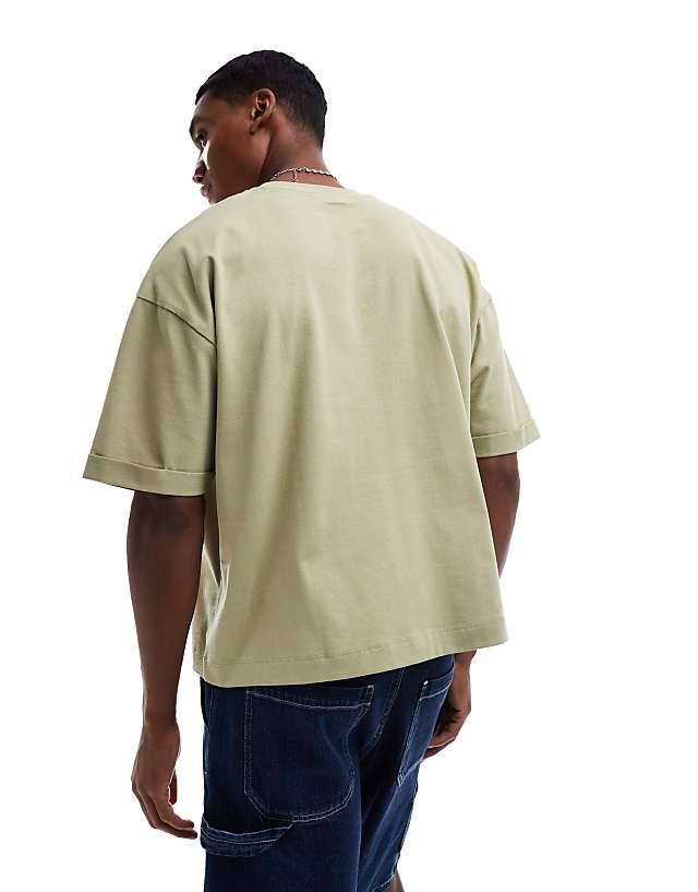 Asos ASOS DESIGN Heavyweight Oversized Boxy T-shirt In Khaki