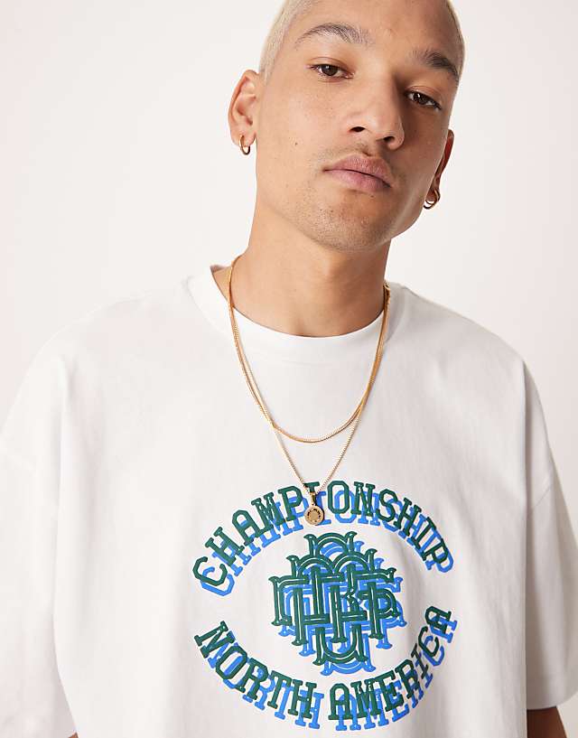 Asos ASOS DESIGN Heavyweight Oversized Boxy T-shirt With Athleisure Print Detail In White