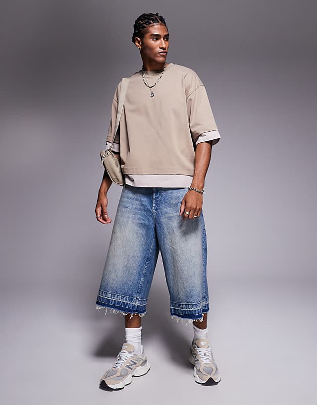 Asos ASOS DESIGN Heavyweight Oversized Boxy T-shirt With Contrast In Beige
