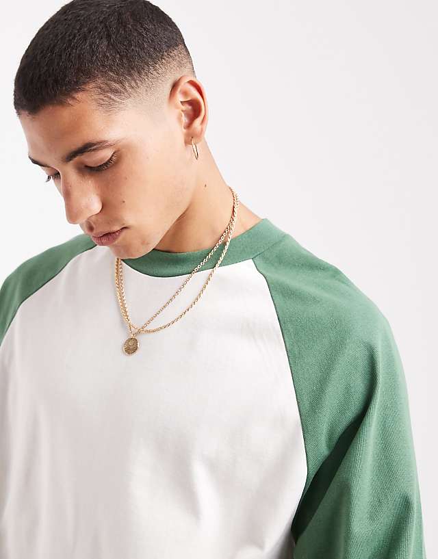 Asos ASOS DESIGN Heavyweight Oversized Raglan T-shirt In Cream