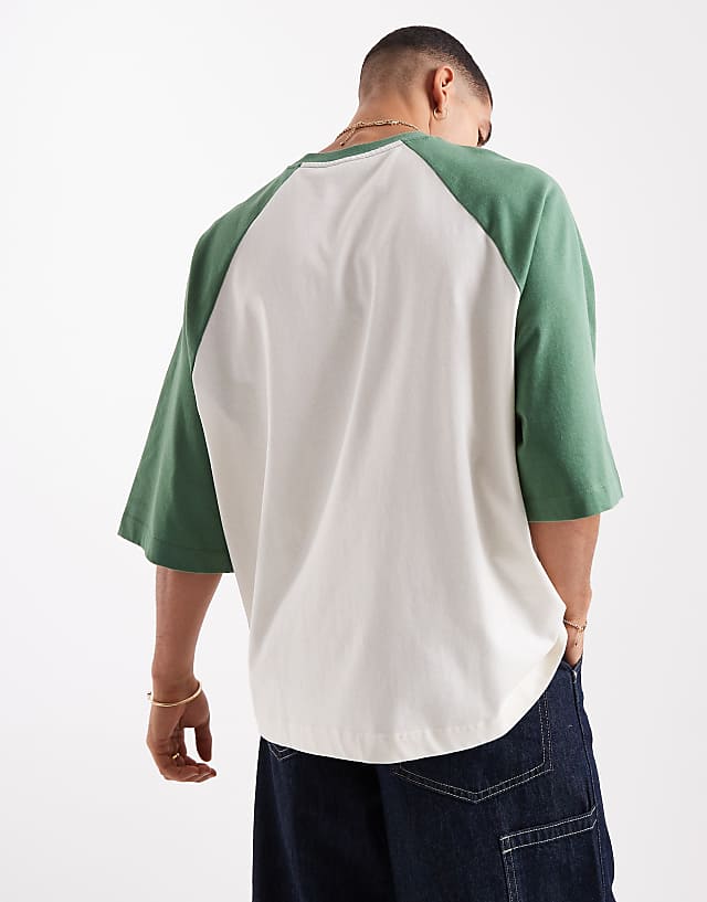 Asos ASOS DESIGN Heavyweight Oversized Raglan T-shirt In Cream