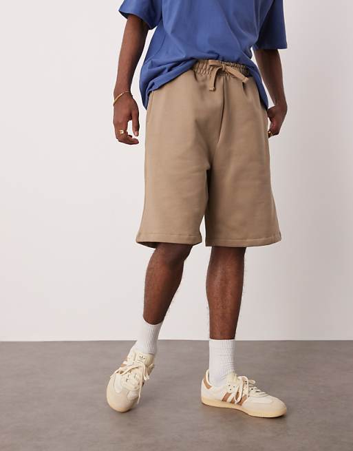 Asos ASOS DESIGN Heavyweight Oversized Shorts 400gsm In Beige - BEIGE