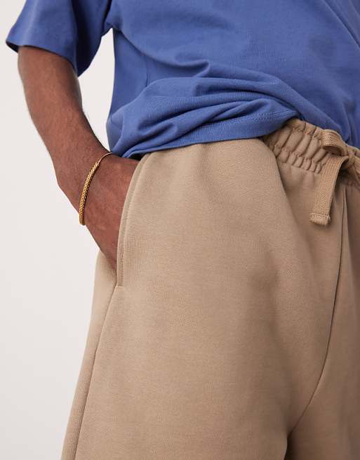 Asos ASOS DESIGN Heavyweight Oversized Shorts 400gsm In Beige - BEIGE