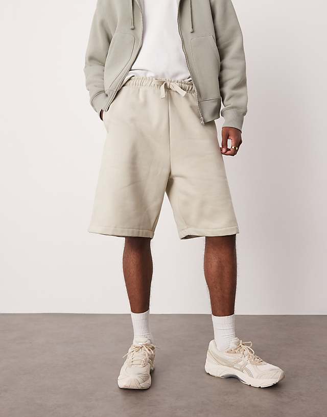 Asos ASOS DESIGN Heavyweight Oversized Shorts 400gsm In Light Beige - BEIGE