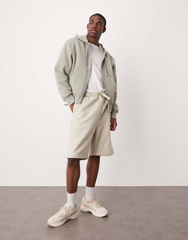asos ASOS DESIGN heavyweight oversized shorts 400gsm in light beige - BEIGE
