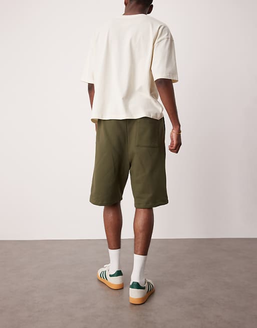 Asos ASOS DESIGN Heavyweight Oversized Shorts 400gsm In Dark Khaki - KHAKI