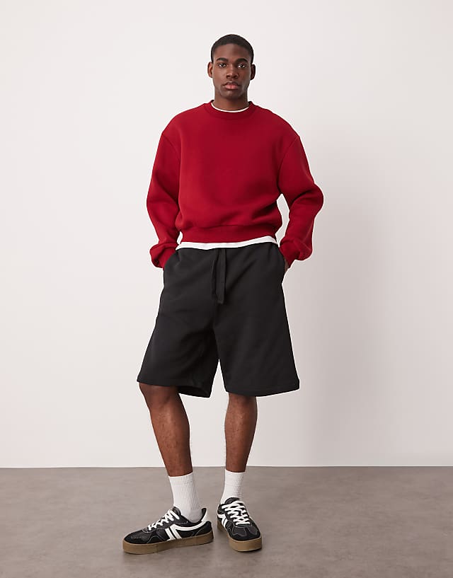 Asos ASOS DESIGN Heavyweight Oversized Shorts 400gsm In Black - BLACK