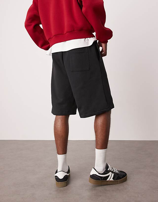 Asos ASOS DESIGN Heavyweight Oversized Shorts 400gsm In Black - BLACK