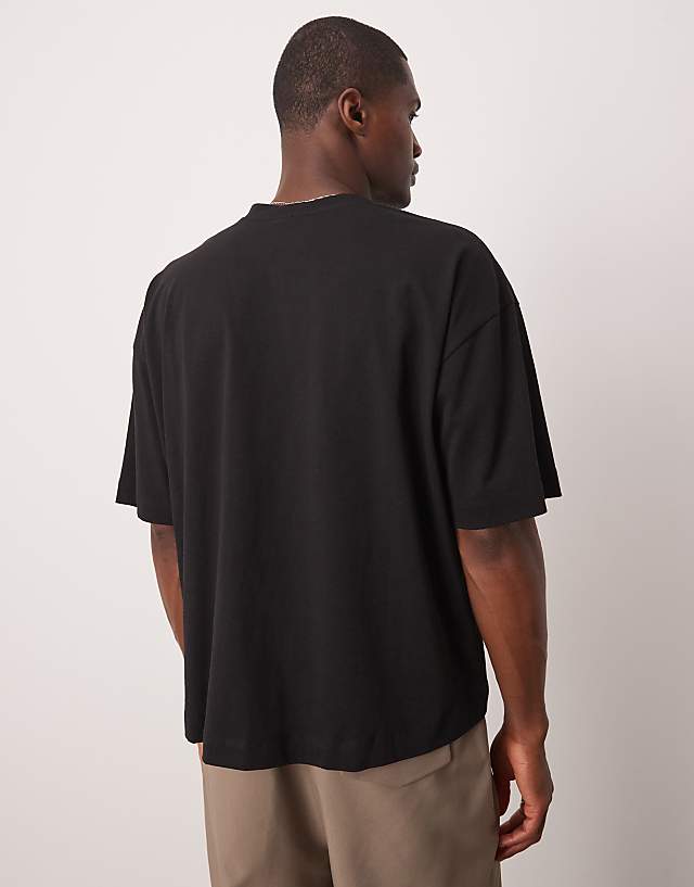 Asos ASOS DESIGN Heavyweight Oversized T-shirt With Notch Neck Detail In Black