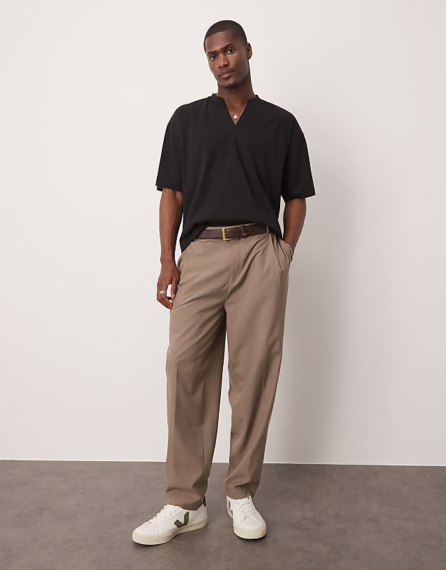 Asos ASOS DESIGN Heavyweight Oversized T-shirt With Notch Neck Detail In Black