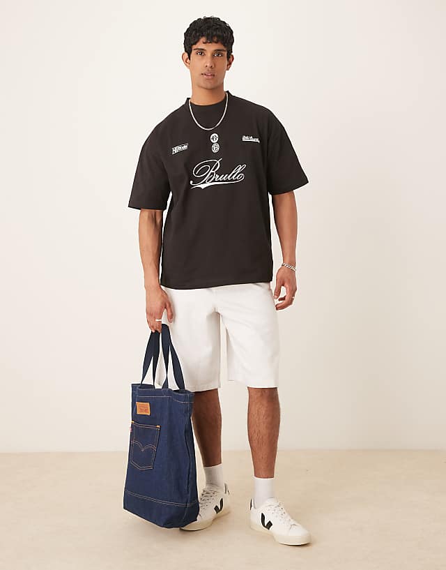 Asos ASOS DESIGN Heavyweight Oversized T-shirt With Script Print In Black