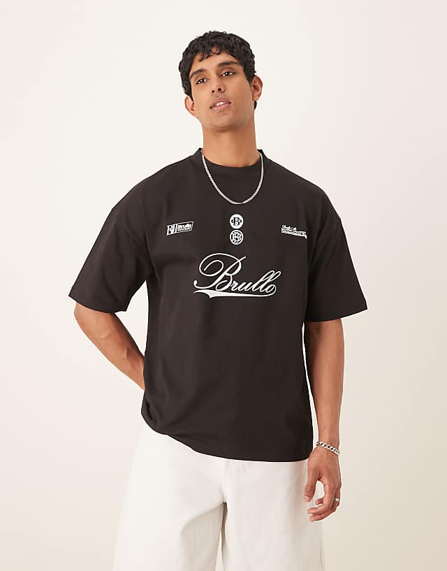 Asos ASOS DESIGN Heavyweight Oversized T-shirt With Script Print In Black