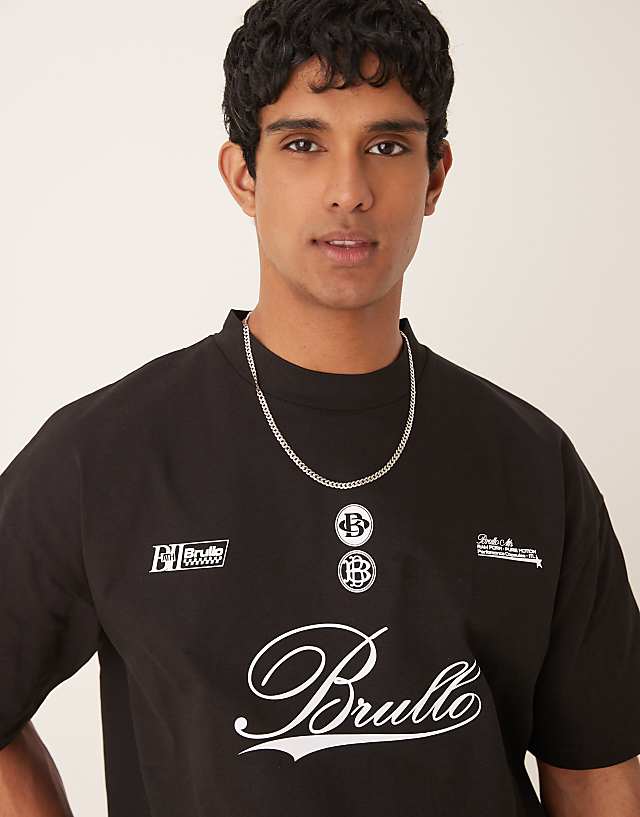 asos ASOS DESIGN heavyweight oversized t-shirt with script print in black