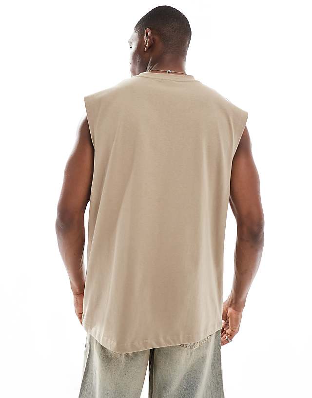 Asos ASOS DESIGN Heavyweight Oversized Tank In Beige