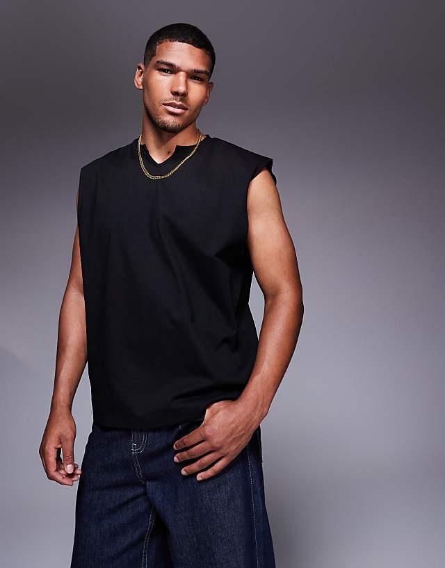 asos ASOS DESIGN heavyweight oversized tank in black
