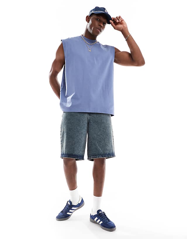 Asos ASOS DESIGN Heavyweight Oversized Tank In Blue