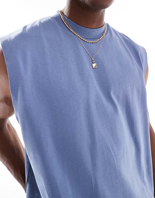 Asos ASOS DESIGN Heavyweight Oversized Tank In Blue