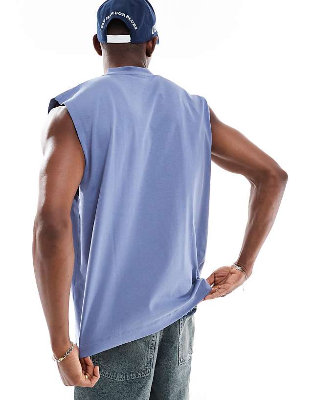 Asos ASOS DESIGN Heavyweight Oversized Tank In Blue