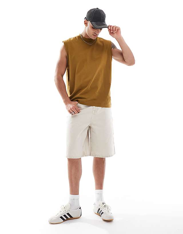 Asos ASOS DESIGN Heavyweight Oversized Tank In Brown