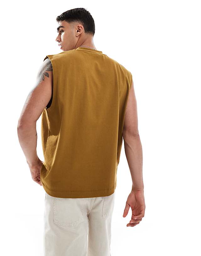 Asos ASOS DESIGN Heavyweight Oversized Tank In Brown