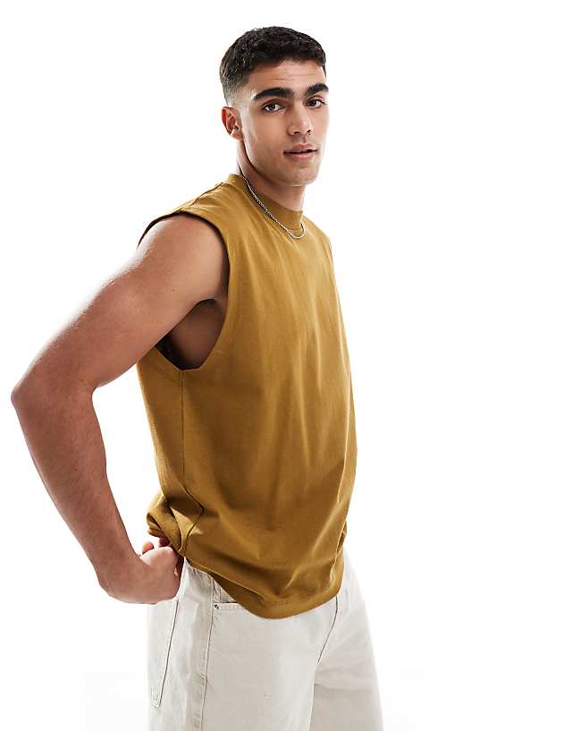 asos ASOS DESIGN heavyweight oversized tank in brown