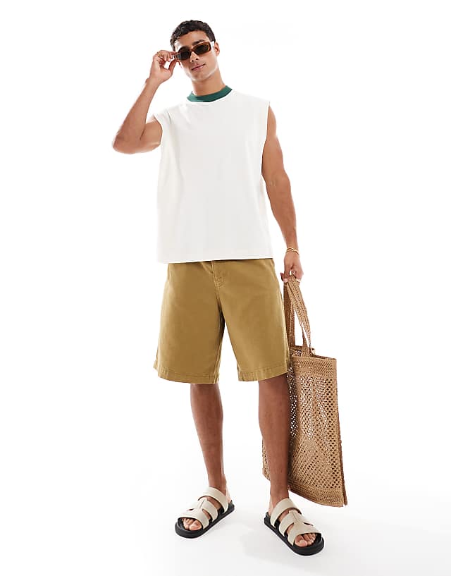 Asos ASOS DESIGN Heavyweight Oversized Tank In Cream