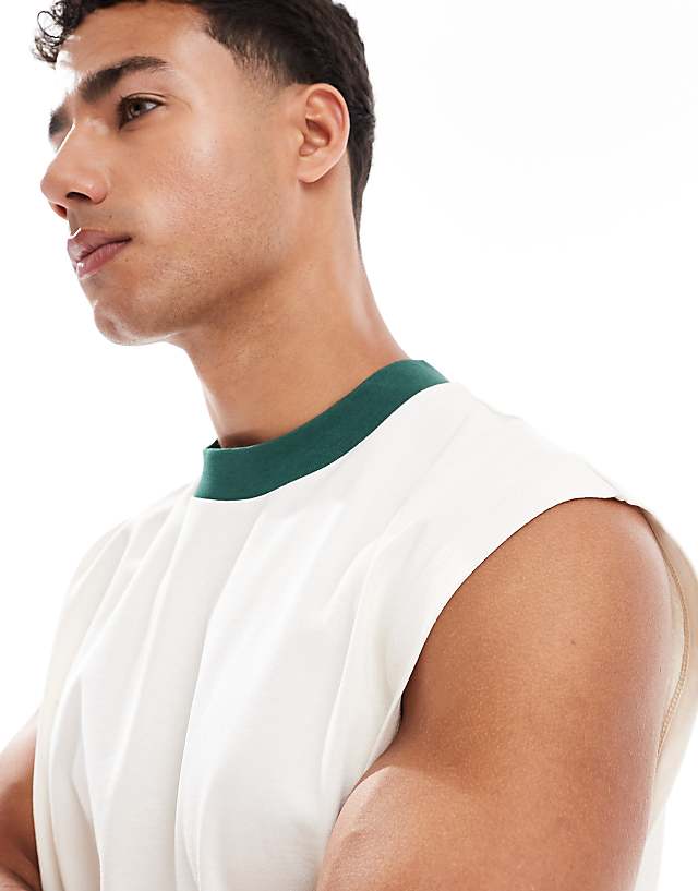 Asos ASOS DESIGN Heavyweight Oversized Tank In Cream