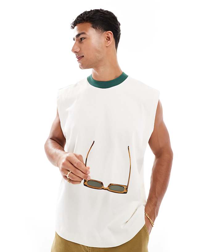 asos ASOS DESIGN heavyweight oversized tank in cream
