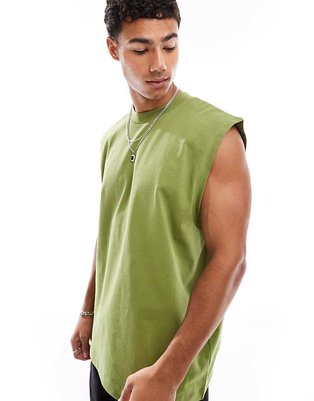 asos ASOS DESIGN heavyweight oversized tank in green