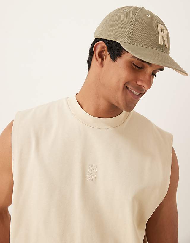 Asos ASOS DESIGN Heavyweight Oversized Tank In Stone