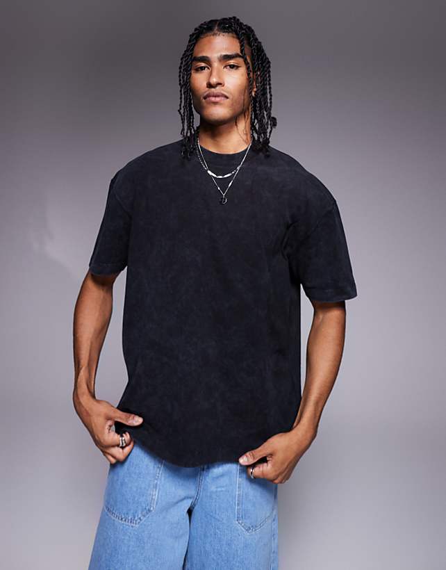 asos ASOS DESIGN heavyweight oversized washed t-shirt in black