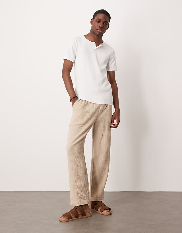 Asos ASOS DESIGN Heavyweight Rib Muscle Fit T-shirt With Open Neck In White