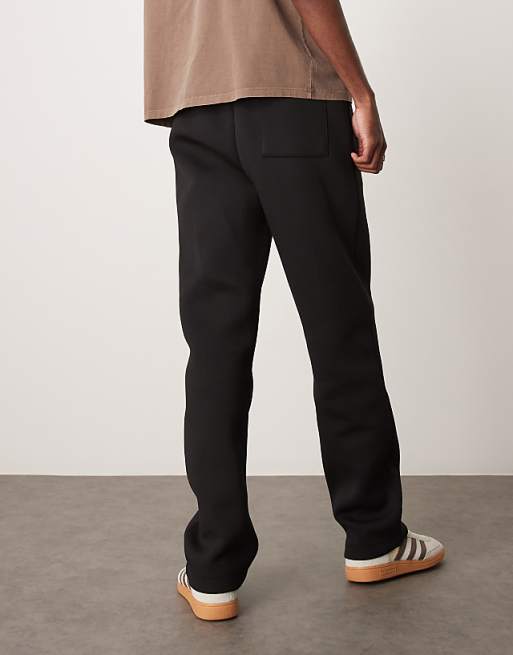 Asos ASOS DESIGN Heavyweight Scuba Straight Leg Joggers With Pin Tuck In Black