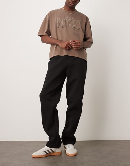 Asos ASOS DESIGN Heavyweight Scuba Straight Leg Joggers With Pin Tuck In Black