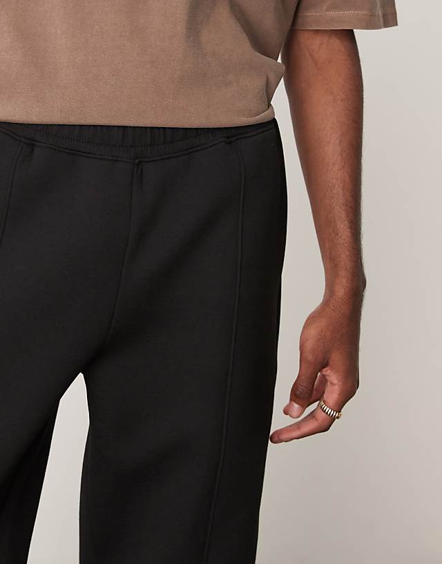 Asos ASOS DESIGN Heavyweight Scuba Straight Leg Joggers With Pin Tuck In Black