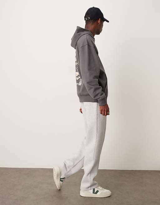 Asos ASOS DESIGN Heavyweight Scuba Straight Leg Joggers With Pin Tuck In Grey Marl